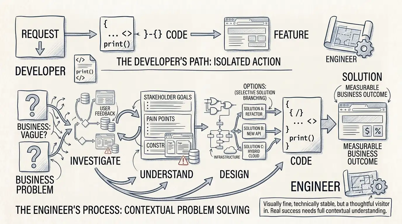The Difference Between a Developer Who Writes Code and an Engineer Who Solves Problems