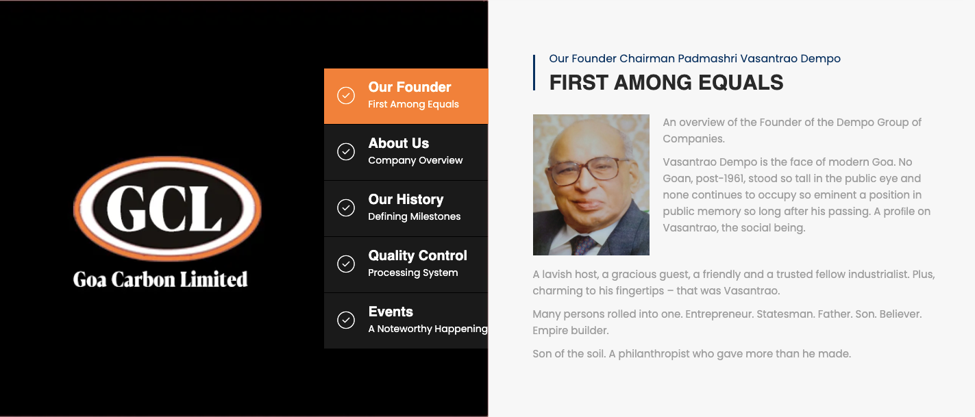 Goa Carbon – Corporate Website - Outcome