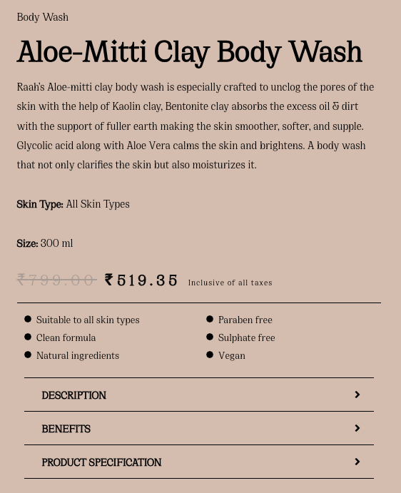 Raah Naturals – E-commerce Website - Outcome